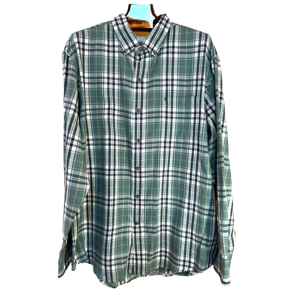 Izod Plaid Long Sleeve Button Down Business Casual Shirt Size XL
